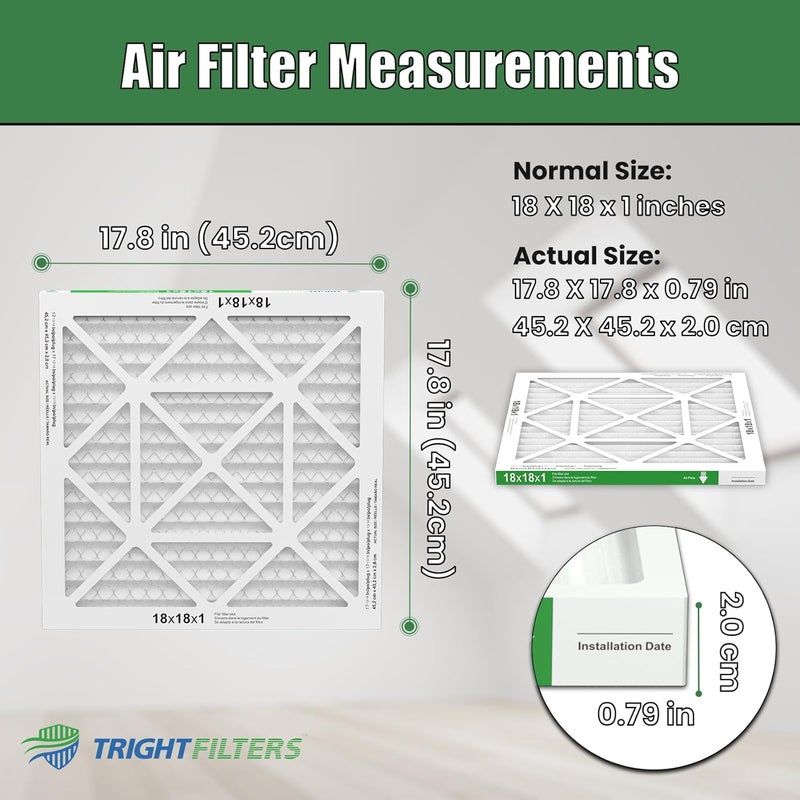 TRIGHTFILTERS 18x18x1 Air Filter 4 Pack, Durable MERV 8 Pleated Home HVAC AC Furnace Filters, Lightweight Compact Air Conditioner Filter Replacement - Image 2