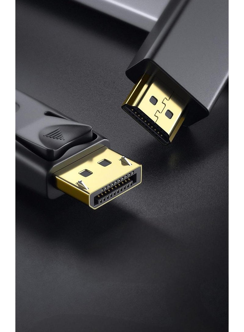 كابل DisplayPort إلى HDMI بطول 1.8 متر - كابل فيديو DP إلى HDMI بدقة 4K لأجهزة الكمبيوتر المحمولة وأجهزة الكمبيوتر المكتبية والشاشات وأجهزة العرض وأجهزة التلفزيون عالي الدقة - يدعم دقة 4K بمعدل 30 هرتز، ودقة Full HD 1080P، ومزامنة الصوت والفيديو، مطلي بالذهب، مصنوع من مادة PVC المتينة - Image 2