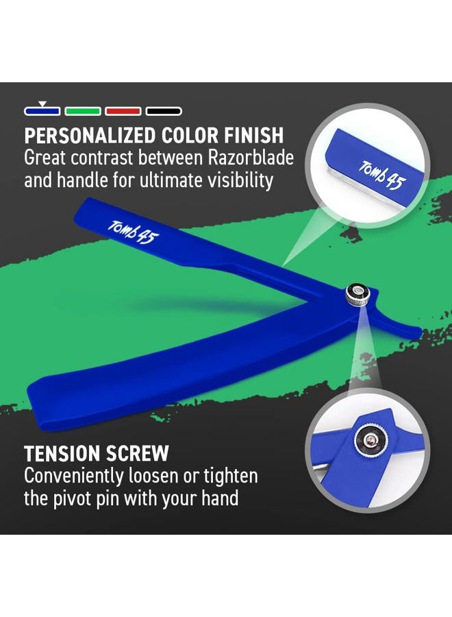 Tomb 45 Triple Cartridge Razor Holder | Disposable Razor Safety Handle For Barbers | 100% Metal Grip & 3 Adjustable Blade Exposure Options For Shaving (Black) - Image 3