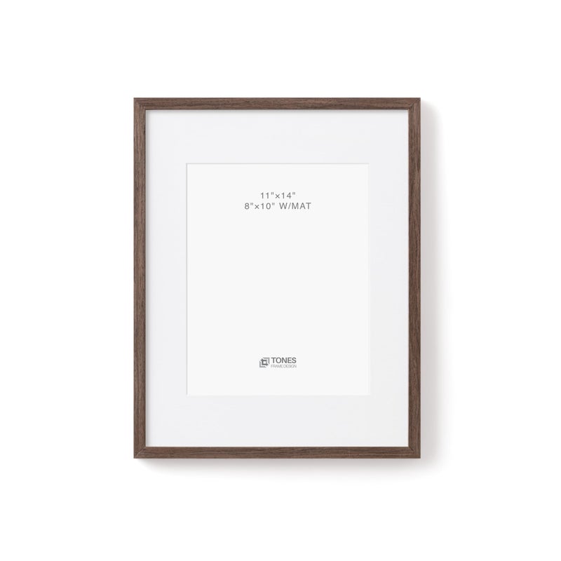 TONES FRAME DESIGN 11x14 Picture Frame with 8x10 Mat  Oak Brown Solid Wood Venner Finish Photo Frame  and Plexiglass Front for Poster Gallery Wall Home Decor