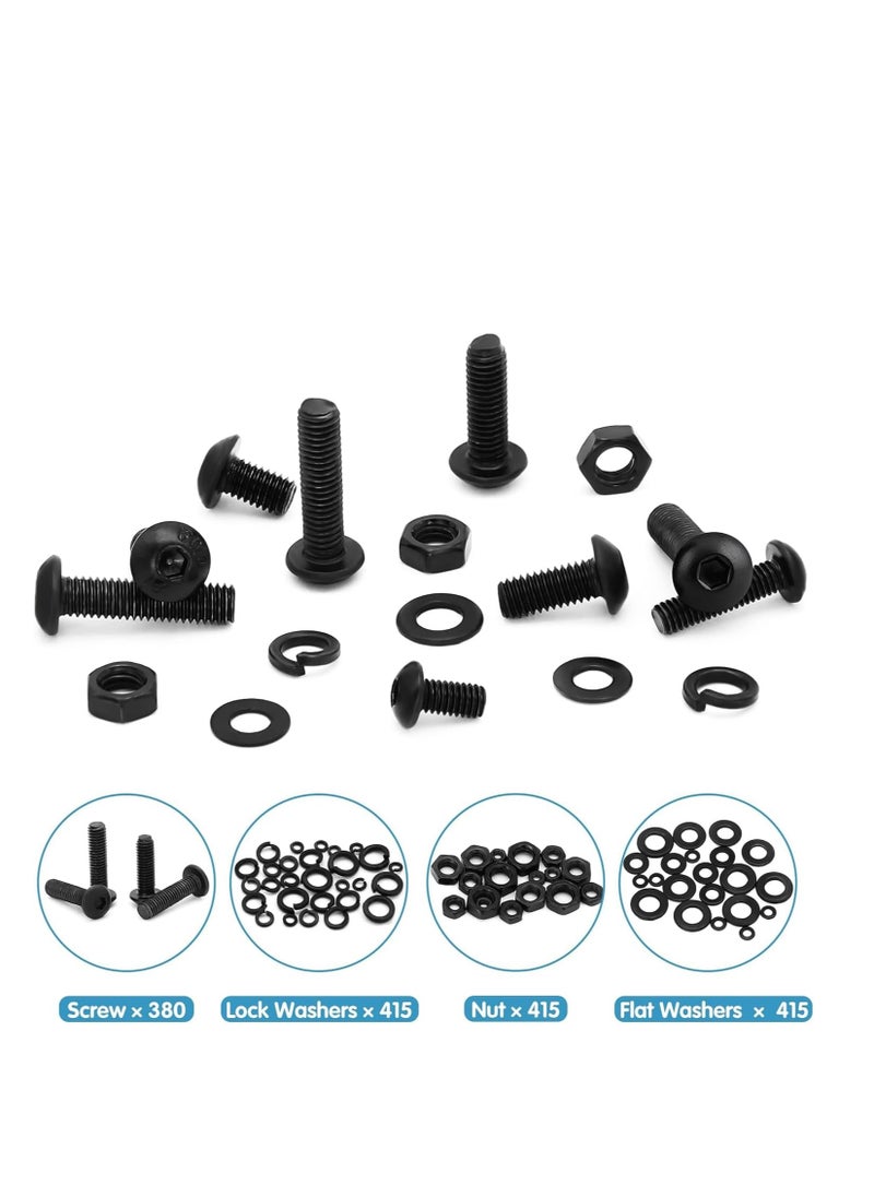 SYOSI - M2 M3 M4 M5 Nuts and Bolts Assorted Set 1625 Pcs Carbon Steel Hex Socket Head Cap Screws Bolts and Nuts Kit Thread Fastener Machine Hex Bolts & Nuts Assortment Kit with 4Pieces Hex Keys for Free - Image 1