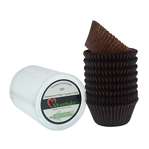 Mombake Premium Coffee Greaseproof Cupcake Liners Muffin Paper Baking Cups Standard Size, 200-Count - Image 1