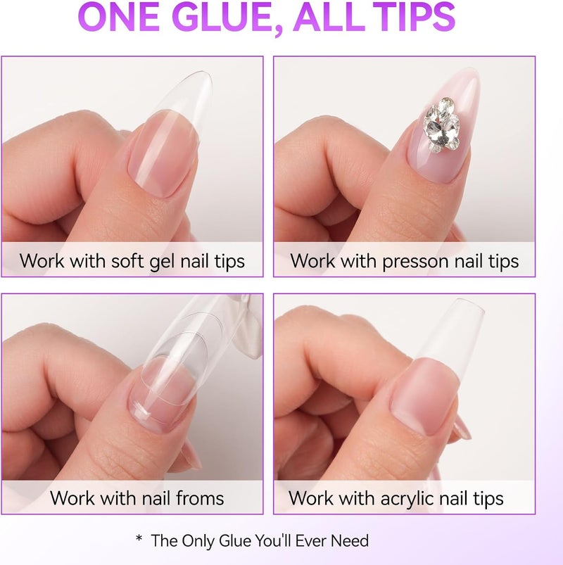 gelike ec Nail Tips Gel Nail Glue: Geliek EC 2PCS 6 in 1 Adhesive Gel Nail Polish for Salon - Strong Nail Glue for Press On Nails Nails Acrylic Tips - Valentine's Day Girl Gift for Home DIY - Image 5