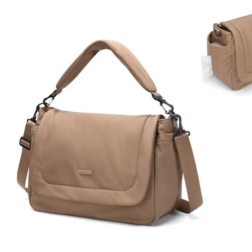 GOLF QUALITY 22L Puffer Diaper Bag ToteLarge Capacity Baby Diaper Tote Travel Bags Crossbody Hospital Bag for momChampagne Brown - Image 1