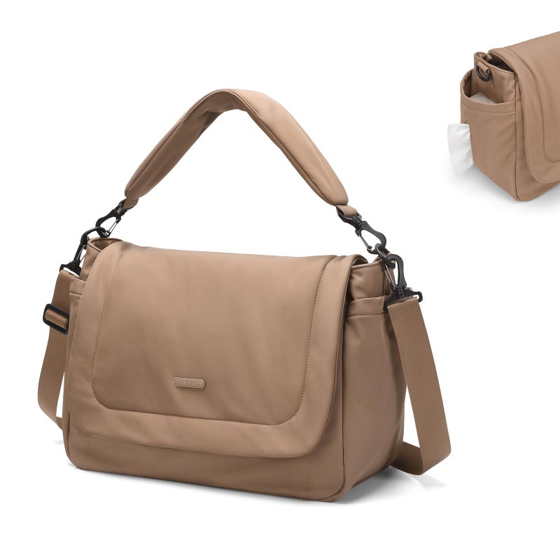 GOLF QUALITY 22L Puffer Diaper Bag ToteLarge Capacity Baby Diaper Tote Travel Bags Crossbody Hospital Bag for momChampagne Brown - Image 2