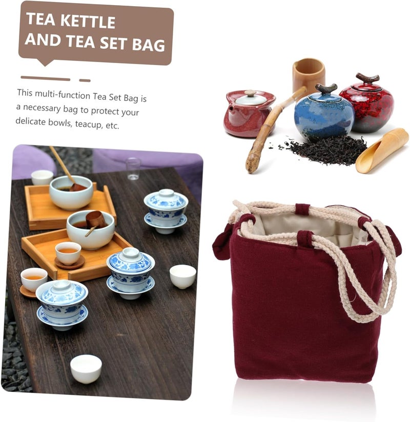Tea Set Storage Bags Portable Tea Cup Pouch Decorative Teacup Pouch Small for Travel Home - Image 5