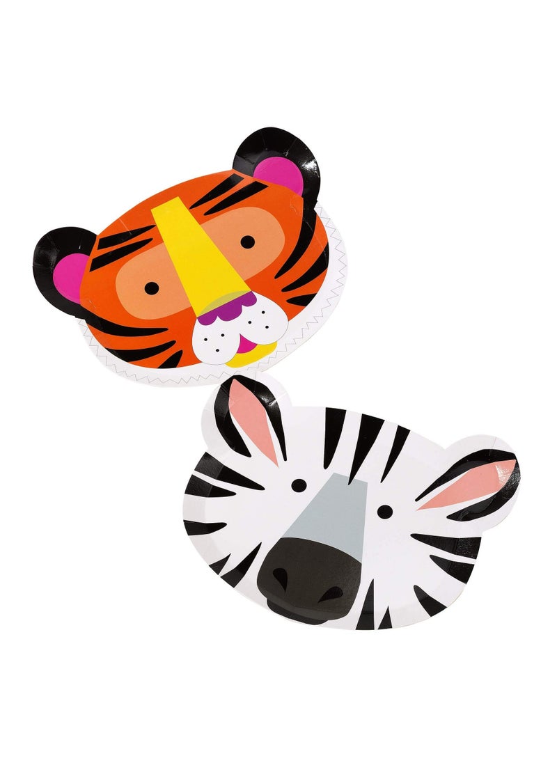 Talking Tables Talking Tables FACE Safari Jungle Zoo Animal Tiger Zebra Party Plates Pack of 12 Width 23cm 9 Orange White and Black 