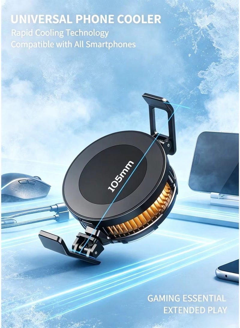 Back to School Magnetic Phone Cooler, Portable Semiconductor Cooling Radiator Fan, Universal Fit Smartphone Cooler for Mobile Gaming & Live Streaming,(Black And Orange) - Image 4