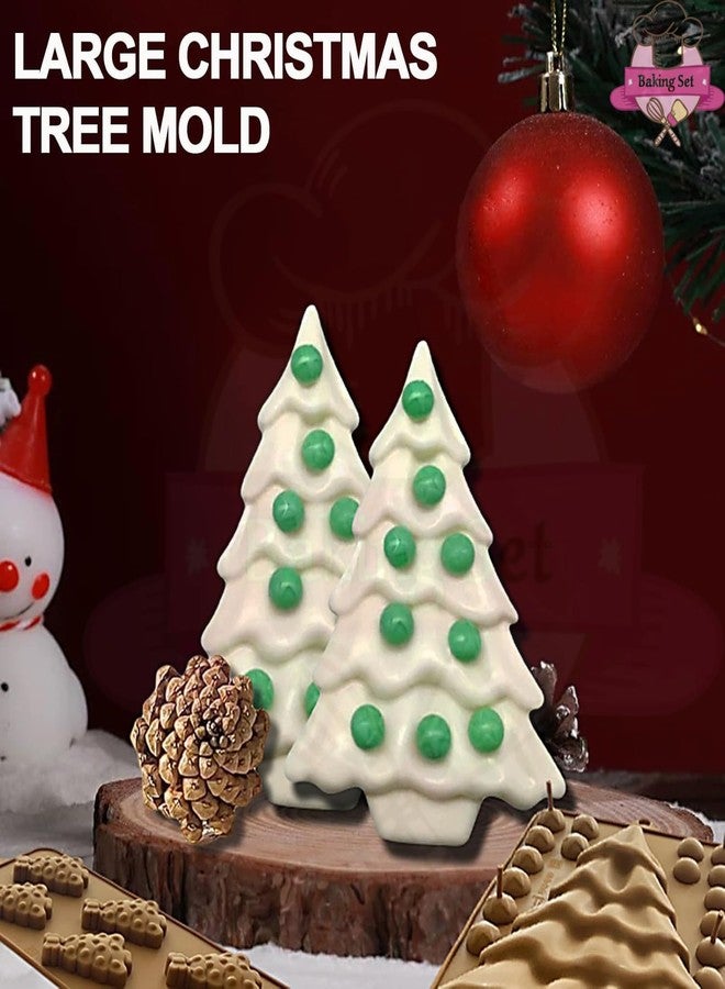 BAKING SET مجموعة خبز، قالب سيليكون ثلاثي الأبعاد على شكل شجرة عيد الميلاد، قالب شجرة صنوبر قابل لإعادة الاستخدام للخبز، والحرف اليدوية الراتنجية، والحلوى، والصابون، وزينة المهرجانات، حجم كبير - Image 3