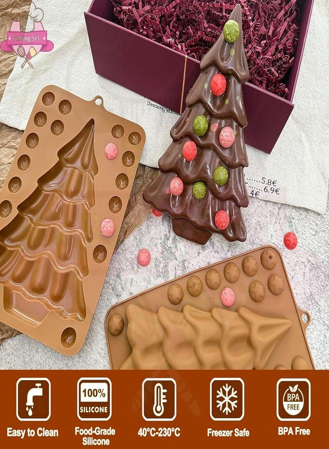 BAKING SET مجموعة خبز، قالب سيليكون ثلاثي الأبعاد على شكل شجرة عيد الميلاد، قالب شجرة صنوبر قابل لإعادة الاستخدام للخبز، والحرف اليدوية الراتنجية، والحلوى، والصابون، وزينة المهرجانات، حجم كبير - Image 4