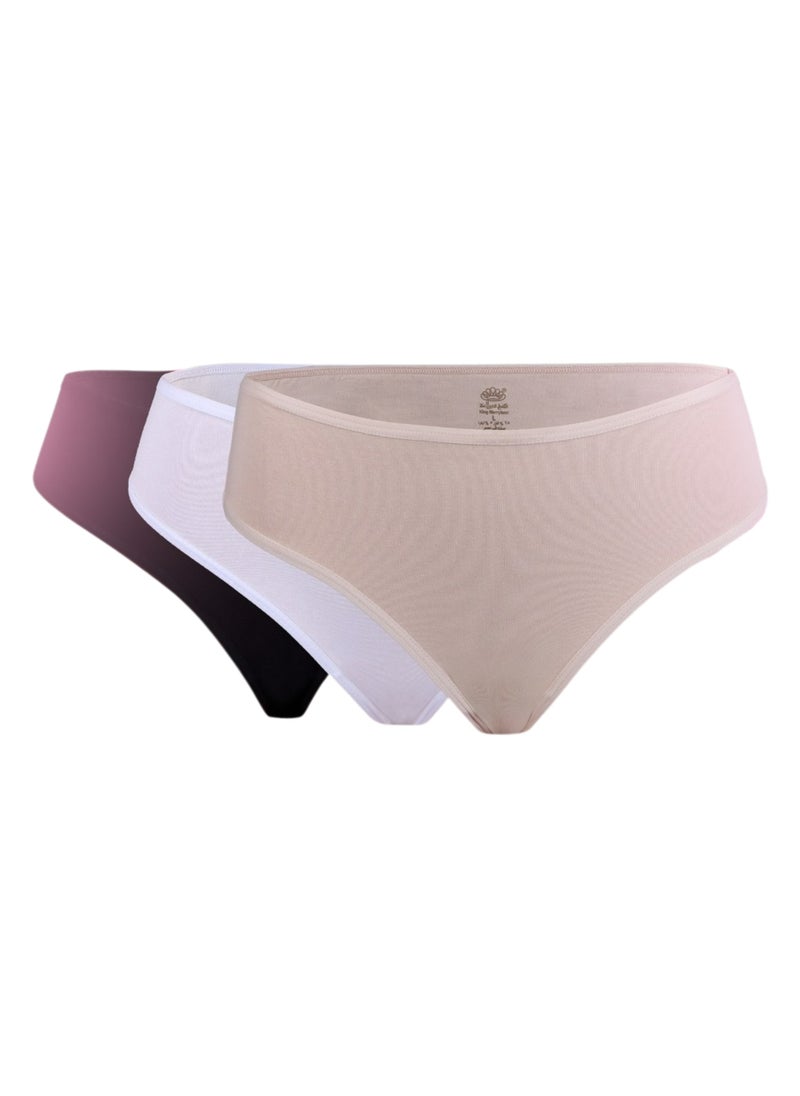 King Merryland - Pack of 3 Plain Cotton Bikini Panties Underwear for Women - Image 1