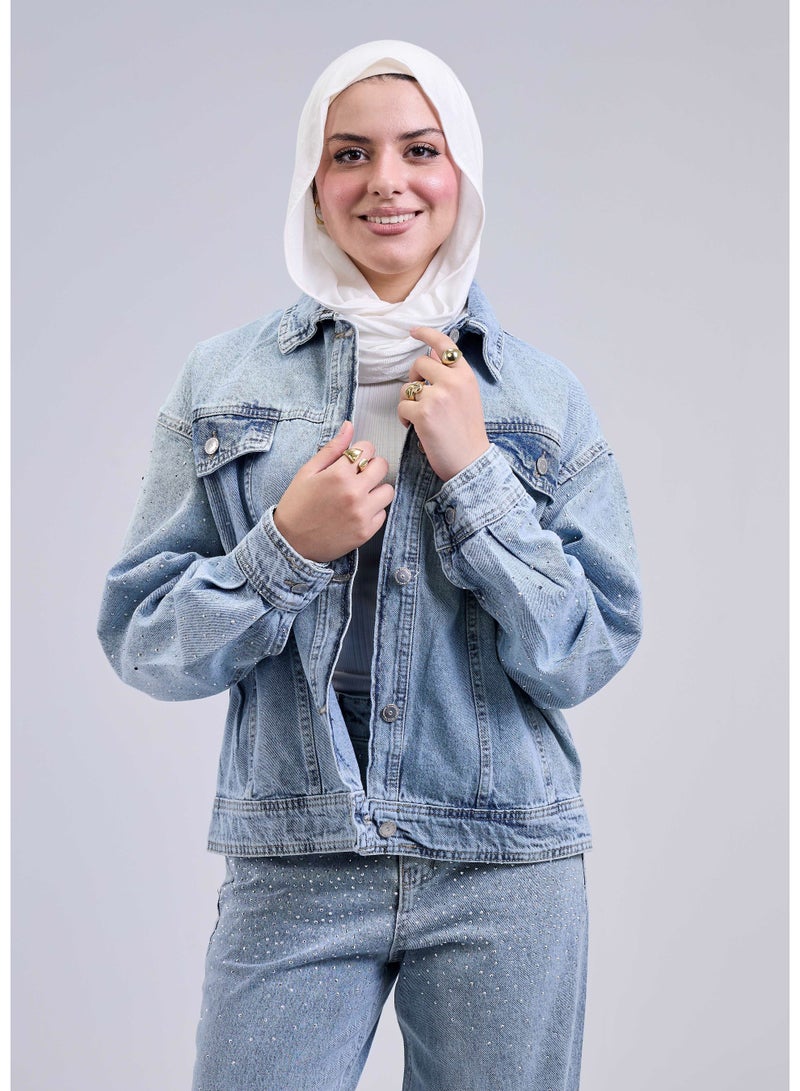شيب ماستر جاكيت جينز حريمي بأزرار ولمسة أنيقة – تصميم واسع وعملي  - Image 2