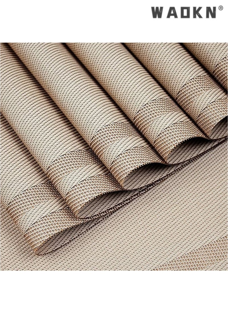 WAOKN Set of 8 Placemats, Non-Slip Crossweave Woven Vinyl Insulation Place Mat Washable Table Mats For Restaurants Party Decoration 45 x 30 cm(Khaki)  - Image 2