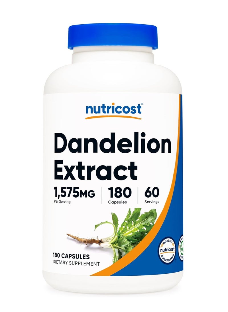 Nutricost Dandelion Extract, 180 Capsules (525 mg per Capsule) - Image 1