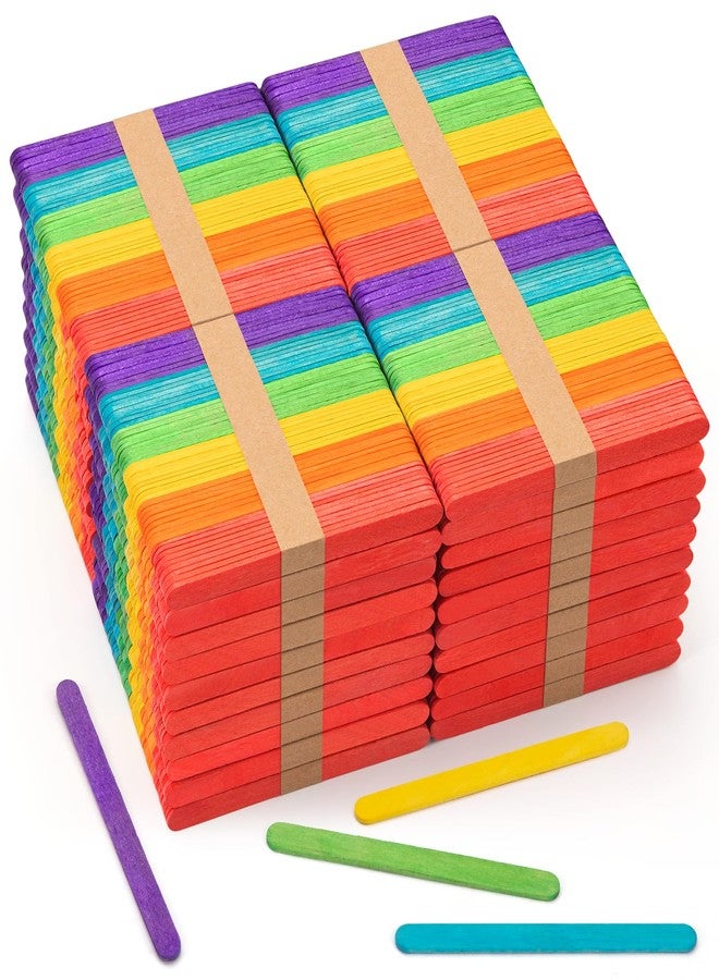 WISYOK 2000 Pcs Colored Popsicle Sticks for Crafts, 4.5 Inch Colored Wooden Craft Sticks, Ice Cream Sticks, Rainbow Popsicle Sticks, Great for DIY Craft Creative Designs and Handicraft - Image 1