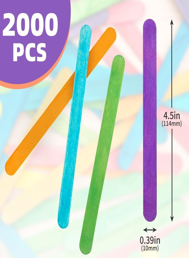 WISYOK 2000 Pcs Colored Popsicle Sticks for Crafts, 4.5 Inch Colored Wooden Craft Sticks, Ice Cream Sticks, Rainbow Popsicle Sticks, Great for DIY Craft Creative Designs and Handicraft - Image 2