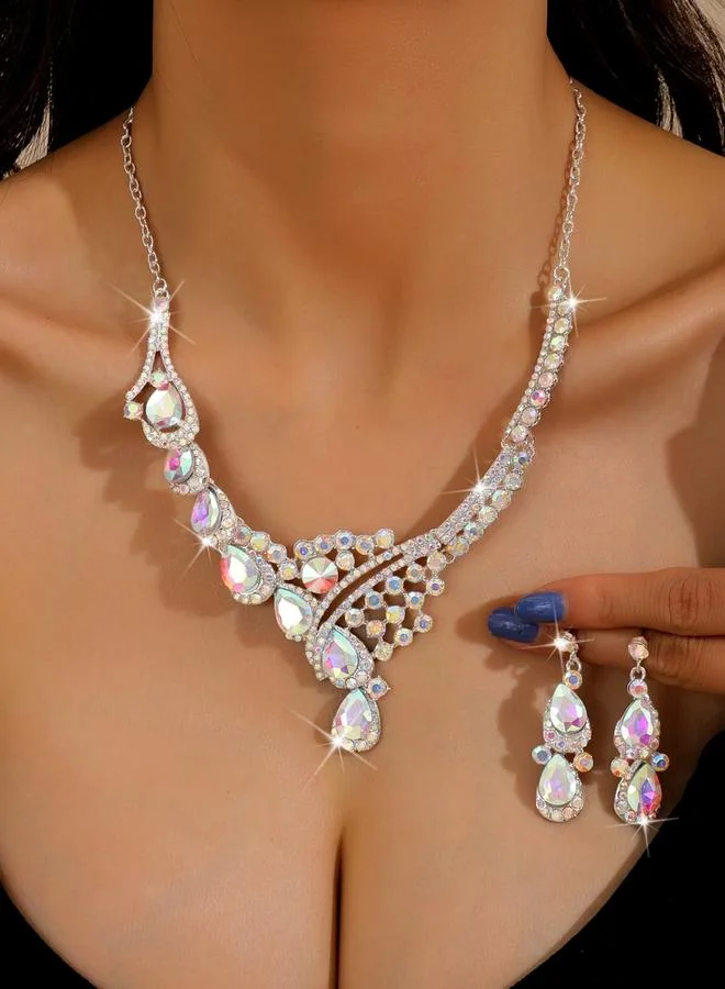 Take Two 2-Piece Embellished Rhinestone Drop Necklace and Earrings Jewelry Set