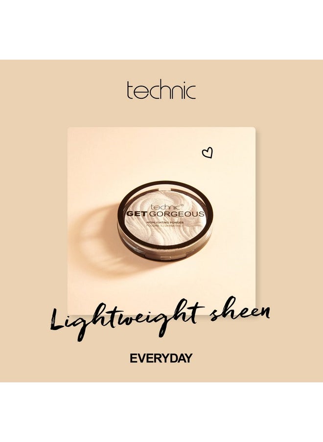 Technic Technic Get Gorgeous Highlighting Powder - Pressed Shimmer Face Makeup Compact for a Natural Glow. Shade: Original  - Image 4