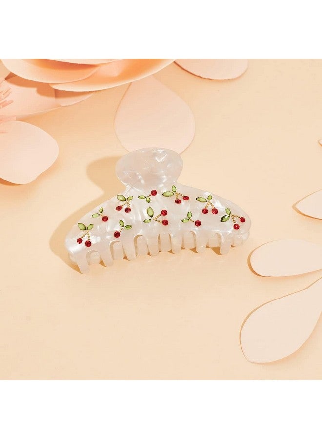 ليلي آند وايت مشبك شعر أكريليك من LILIE&WHITE بمخالب للنساء بنمط أحجار الراين على شكل كرز أحمر مشبك شعر للشعر الكثيف مشبك شعر لتصفيف الشعر وتقسيمه قطعة واحدة - Image 4