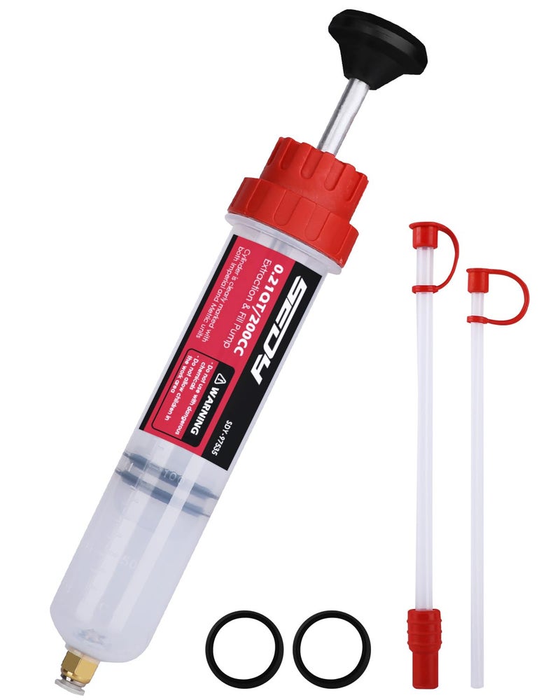 SEDY Fluid Extractor - 200cc Multi-Purpose Syringe, Oil Suction Pump, Manual Extraction and Filling Pump, Automotive Oil Syringe - Image 1