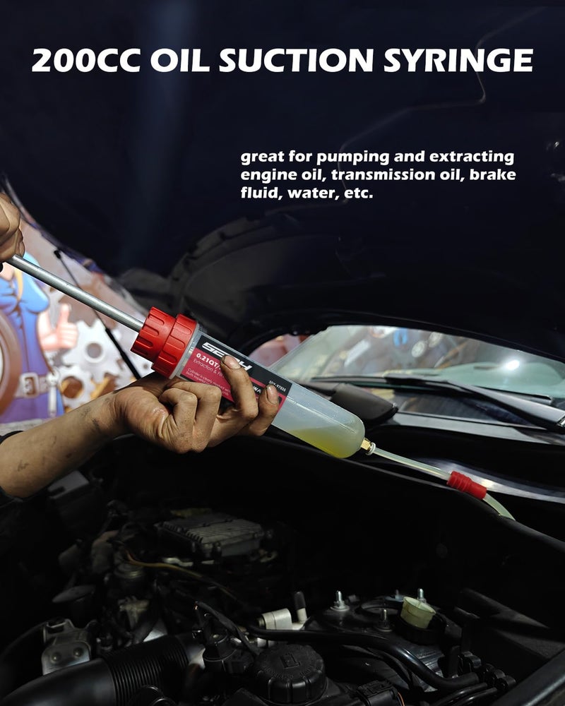 SEDY Fluid Extractor - 200cc Multi-Purpose Syringe, Oil Suction Pump, Manual Extraction and Filling Pump, Automotive Oil Syringe - Image 2