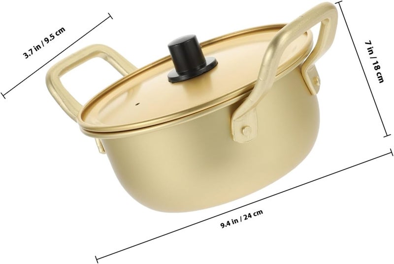 Korean Aluminum Ramen Pot with Lid 16cm Diameter Double Handle Stockpot for Instant Noodles Soup Cooking Household Kitchen - Image 2