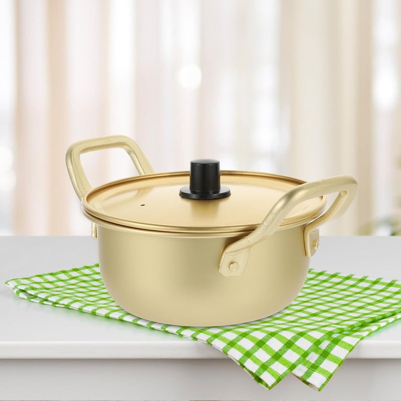 Korean Aluminum Ramen Pot with Lid 16cm Diameter Double Handle Stockpot for Instant Noodles Soup Cooking Household Kitchen - Image 5