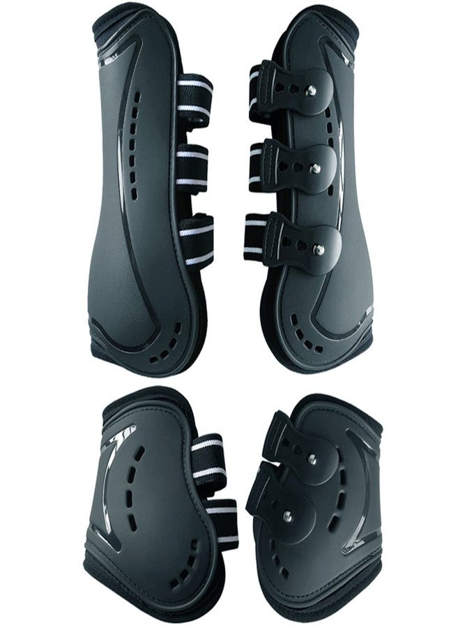 Wandrola Sport Splint Boots for Horses, Front & Hind Horse Leg Protection, for Schooling, Competition, Horse Boots Set of 4 (L, Black) - Image 1