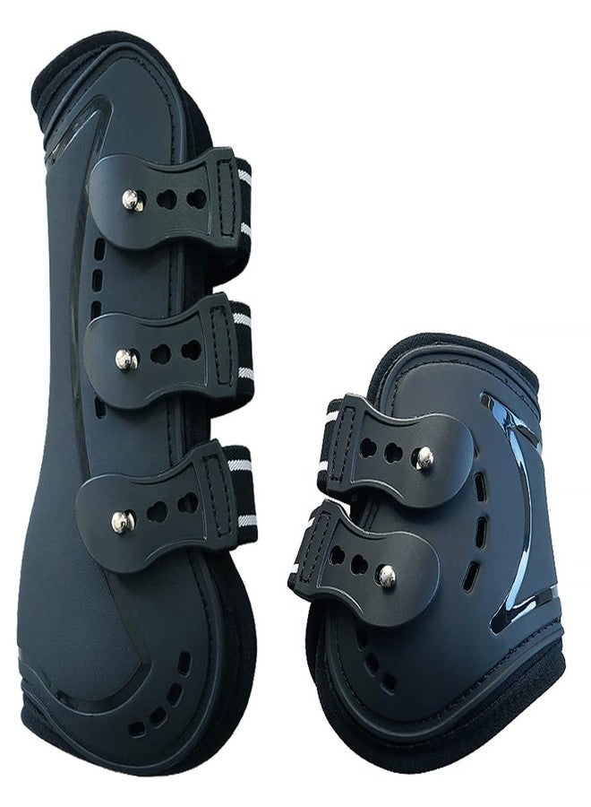 Wandrola Sport Splint Boots for Horses, Front & Hind Horse Leg Protection, for Schooling, Competition, Horse Boots Set of 4 (L, Black) - Image 2