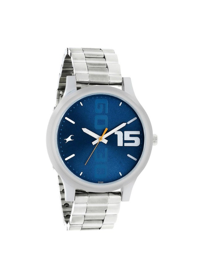 fastrack ساعة يد أنالوج للرجال من بولد كواتز 38051SM05 - قرص أزرق، حزام من الفولاذ المقاوم للصدأ، علبة 44 مم - Image 2