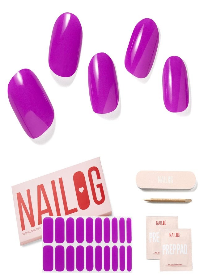 NAILOG Semi Cured Gel Nail Strips (20 Extra Long Polish Stickers/Wraps) │ Glossy & Long Lasting Soft Gel Finishing, Kiko - Image 1
