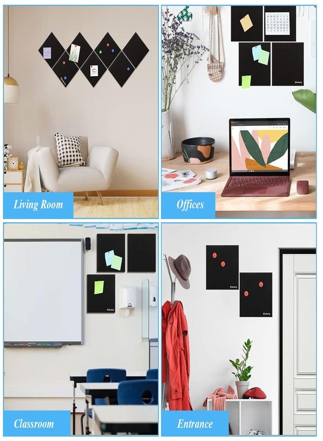 Climberty® 6Pcs Black Felt Bulletin Board 30x30cm Self-Adhesive Wall Board with 50pcs Drawing Pins Felt Message Board for Notes Photos Reminders Decoration Schedules for Office Home Dorm (Black) - Image 5