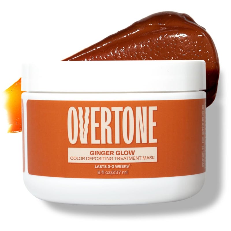 OVERTONE بلسم صبغة الشعر شبه الدائم أوفرتون، توهج الزنجبيل، 8 أونصات، مغذي، خالي من الأضرار، قناع إيداع اللون لجميع أنواع الشعر مع زبدة الشيا وزيت جوز الهند، نباتي وخالي من القسوة - Image 1