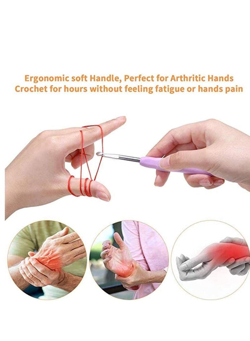Crochet Hooks Set, 14 Pcs Ergonomic Soft Grip Handles, Smooth Knitting Needles Kit with Bag for Arthritic Hands, 2mm(B)-10mm(N) Extra Long Plus Knit Weave Yarn - Image 2