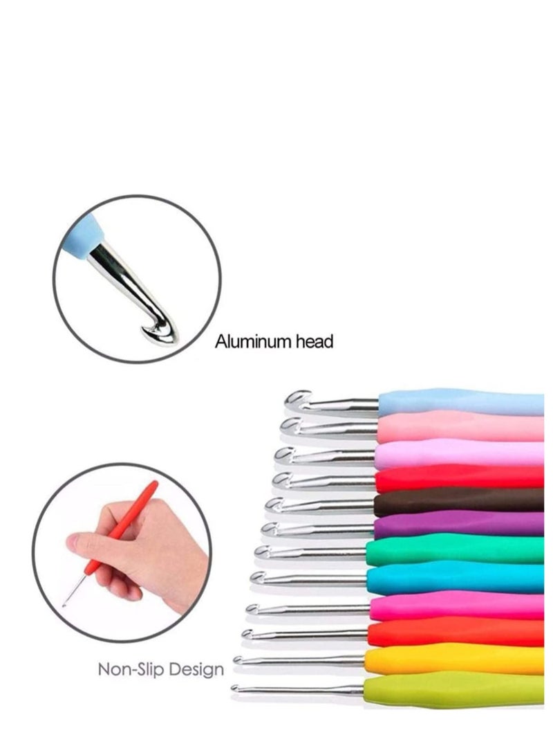 Crochet Hooks Set, 14 Pcs Ergonomic Soft Grip Handles, Smooth Knitting Needles Kit with Bag for Arthritic Hands, 2mm(B)-10mm(N) Extra Long Plus Knit Weave Yarn - Image 3
