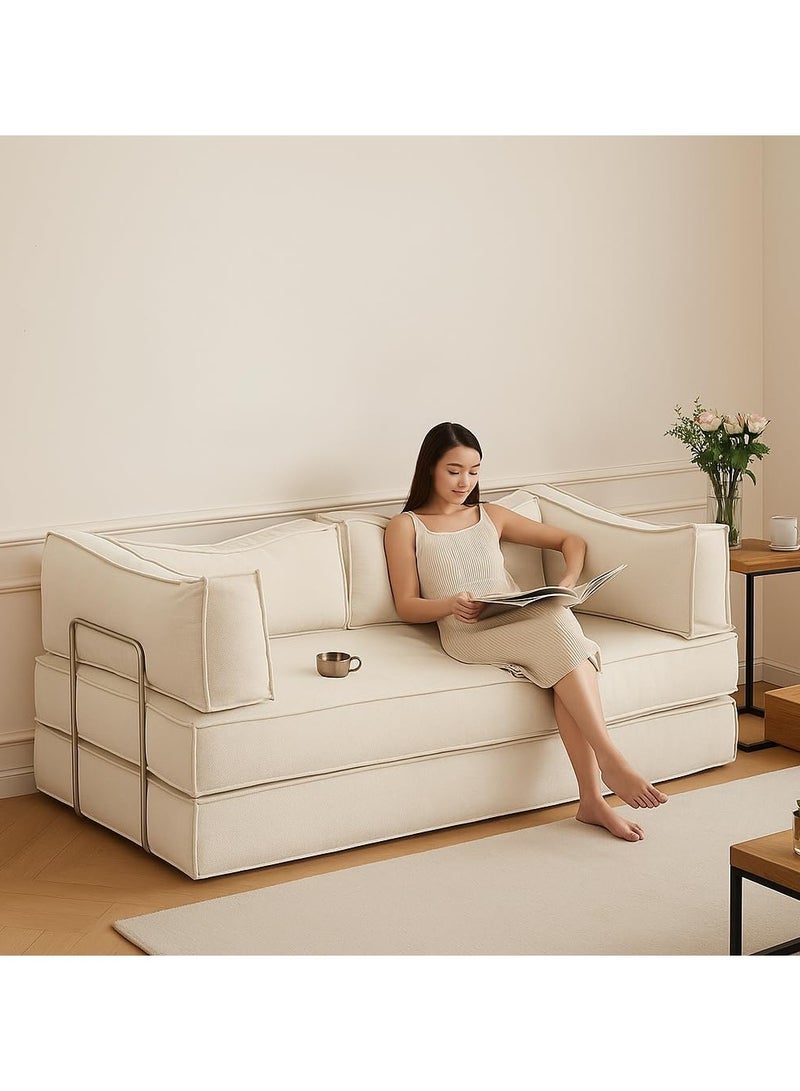 VUCATIN سرير أريكة قابل للطي متعدد الوظائف، أريكة أرضية مع دعم للظهر، أريكة مفردة من الإسفنج عالي الكثافة، أريكة أرضية كسولة، أريكة استرخاء عصرية من التاتامي لغرفة المعيشة وغرفة النوم والصالون - Image 3