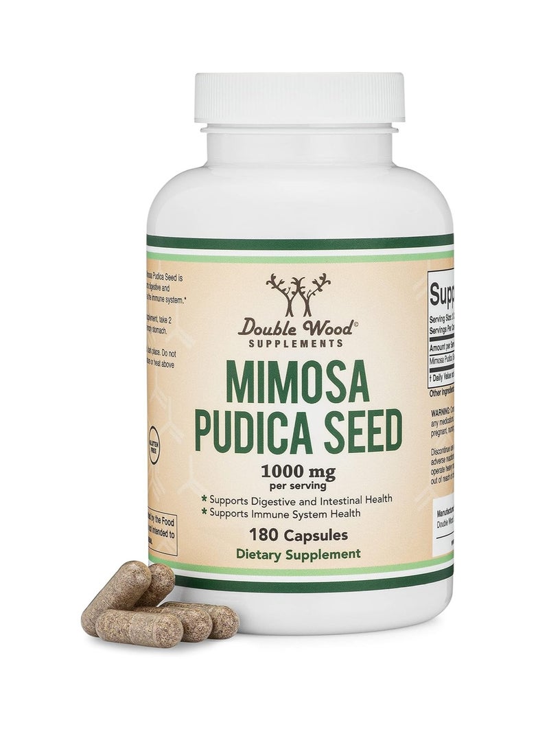 Double Wood Supplements Mimosa Pudica Seed Supplement for Intestinal Support and Parasite Cleanse for Adults 500 mg 180 capsules - Image 1