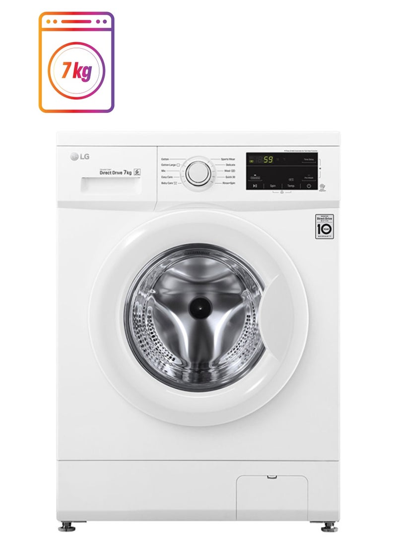 LG 7 KG Front Load Washing Machine With 6 Motion Direct Drive Motor, Sleek Design, Smart Diagnosis, 10 Years Motor Warranty 7 kg FH2J3QDNG0P White - Image 1