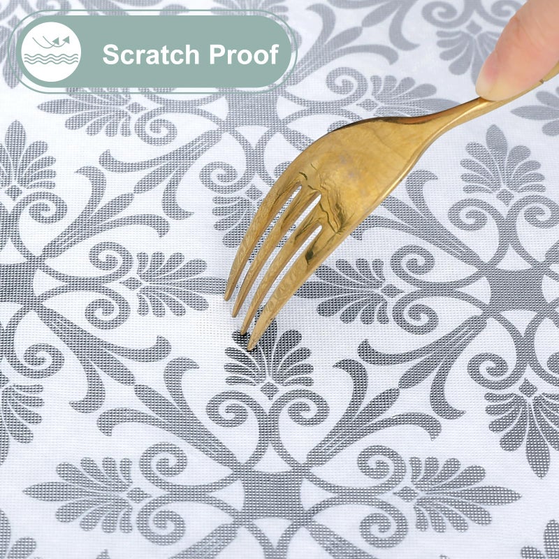 Misaya Rectangle Vinyl Table Table Cloth مرنة الفانيلا المائدة المدعومة المدعومة 100 ٪ غطاء طاولة بلاستيكية مقاومة للماء يناسب 8 أقدام طاولات قابلة للطي للتخييم في الهواء الطلق (Silver Gray 30 "" × 96 "") - Image 4