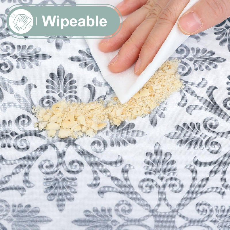 Misaya Rectangle Vinyl Table Table Cloth مرنة الفانيلا المائدة المدعومة المدعومة 100 ٪ غطاء طاولة بلاستيكية مقاومة للماء يناسب 8 أقدام طاولات قابلة للطي للتخييم في الهواء الطلق (Silver Gray 30 "" × 96 "") - Image 3