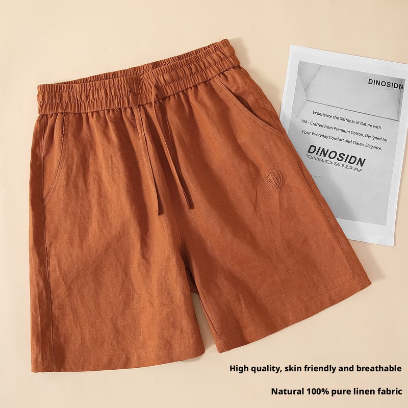 100% Linen Straight Shorts for Women - Breathable Summer Casual Beach Shorts - Image 3