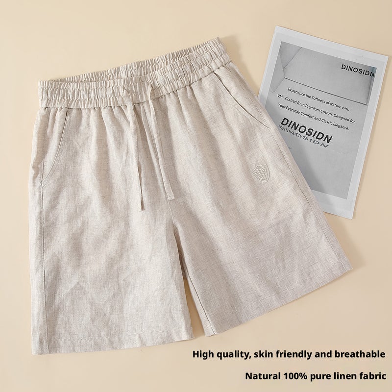 100% Linen Straight Shorts for Women - Breathable Summer Casual Beach Shorts - Image 1