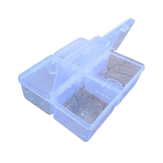 AANIJLAB AANIJLAB Multipurpose Plastic Storage Box Individual Lids Pack of 1 From Outside 4 Compartment Storage Box Transparent Rectangular For Multi use at home office shop etc Size 115 X 95 X 35 mm - Image 3