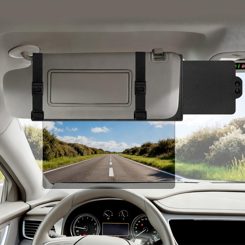 Veharvim Sun Visor Extender for Car (Polarized, UV400, PC Lens, Side Sunshade, Straps&Adjusters), Car Visor Extender Sun Blocker, Visor Extender Attachment, Anti-Glare for Safe Driving(Driver Side) - Image 1
