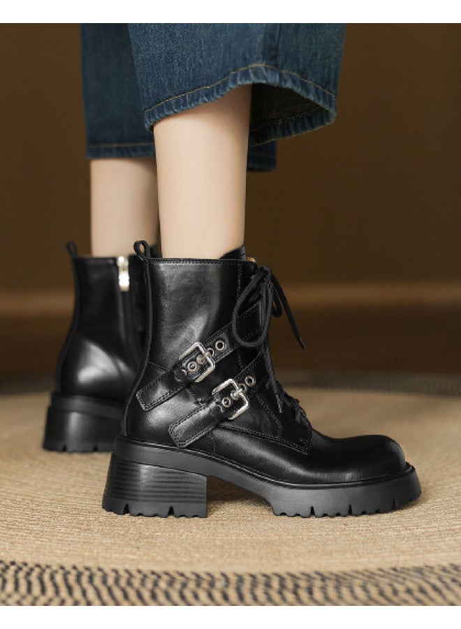 AME Handsome Women's Martin Boots 2025 Winter New Style, Sleek And Youthful Buckle Martin Boots Premium Ankle Boots - Image 1