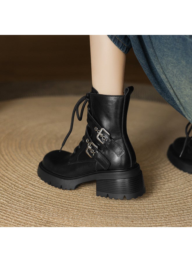 AME Handsome Women's Martin Boots 2025 Winter New Style, Sleek And Youthful Buckle Martin Boots Premium Ankle Boots - Image 3