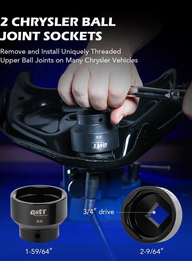 Orion Motor Tech Master Ball Joint Press Kit, 23pc Ball Joint Press & U Joint Removal Kit with Sockets and Universal Adapters, Heavy Duty Ball Joint Tool Set for Most 2WD 4WD Cars Light Trucks SUVs - Image 4