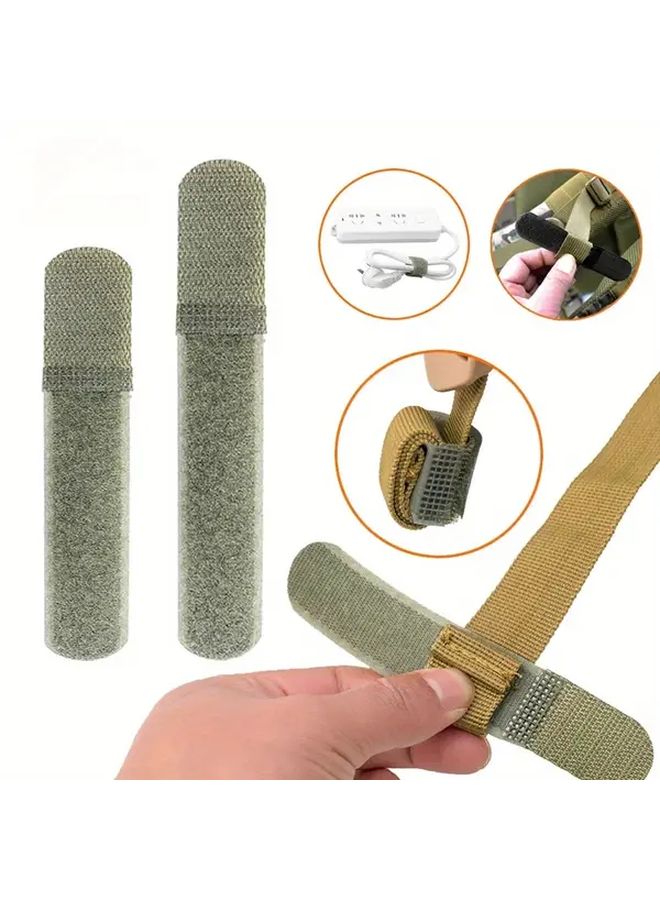 4pcs Green 12cm Reusable Tactical Nylon Straps Cable Ties Hook Loop Fastener - Image 2