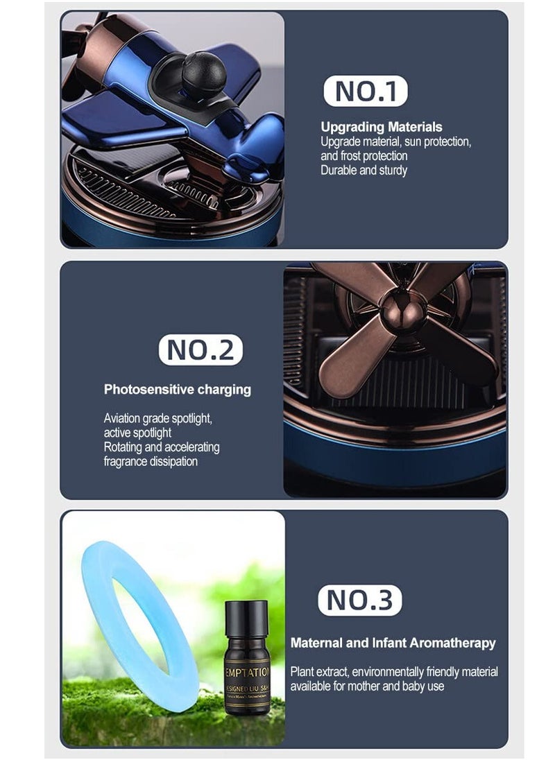 Generic - Solar-Powered Aromatherapy Car Air Freshener - Rotating Perfume Diffuser Ornament for Car Dashboard, Home, and Office Decoration (Blue) - Image 1