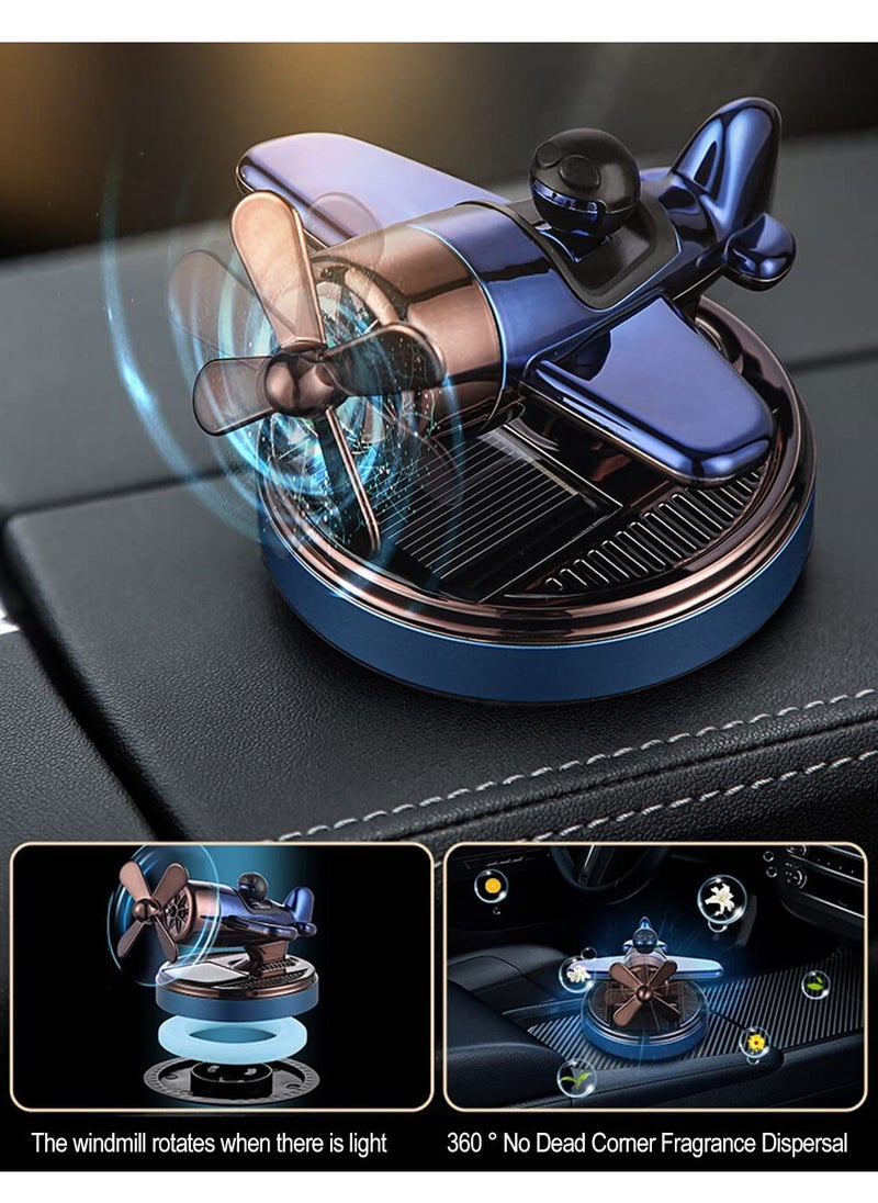 Generic - Solar-Powered Aromatherapy Car Air Freshener - Rotating Perfume Diffuser Ornament for Car Dashboard, Home, and Office Decoration (Blue) - Image 1